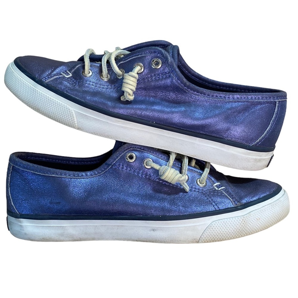 Sperry Metallic Navy Blue Leather Sneaker - Picture 11 of 15